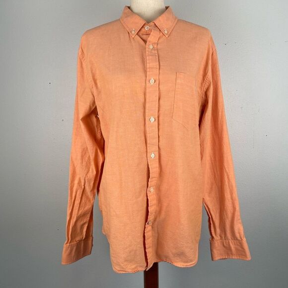 JCP Men's Orange Button-Down Shirt Size L EUC - Picture 1 of 7
